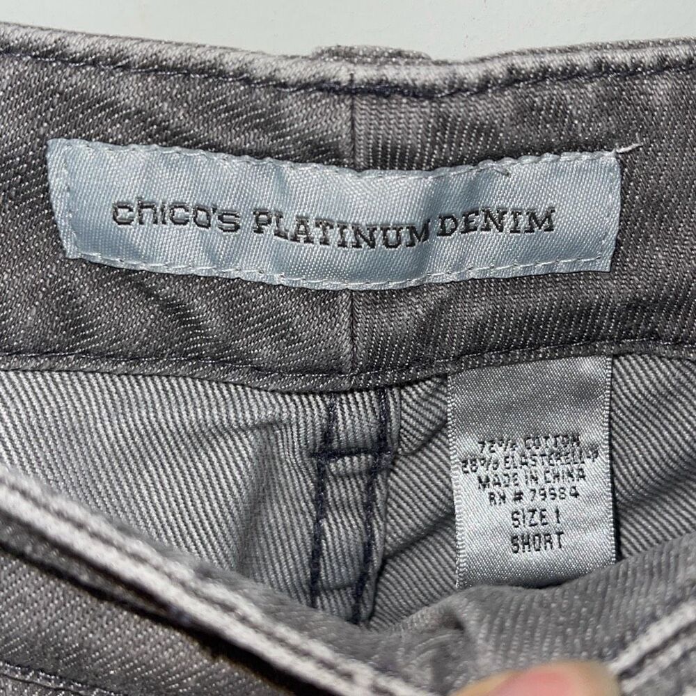 Chico's Platinum Denim Womens Ultimate Fit Stretch Bootcut Jeans Gray Sz 1 (8) - Picture 6 of 11